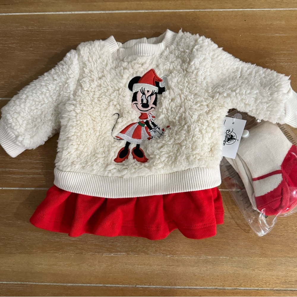 NWT! Disney Parks Newborn Minnie Mouse Holiday Dress Set